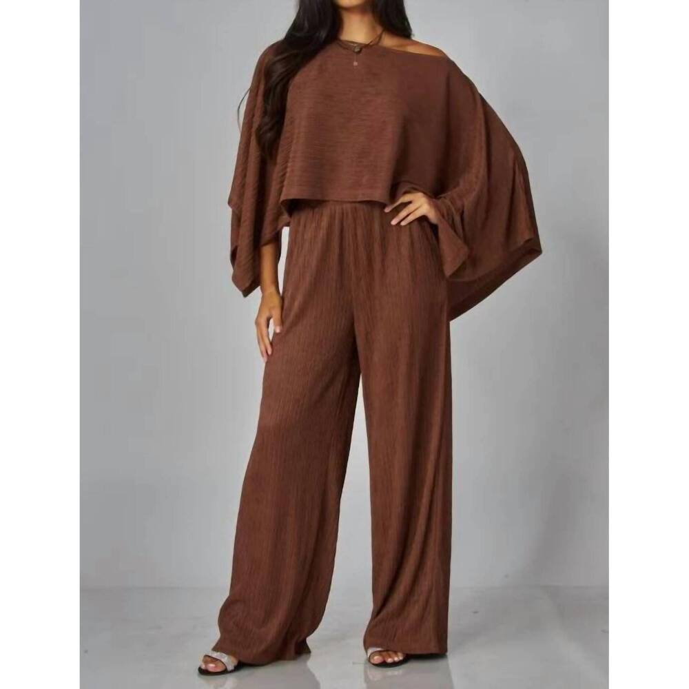 NEW LOVE POEM kimono luxury pants set in brown